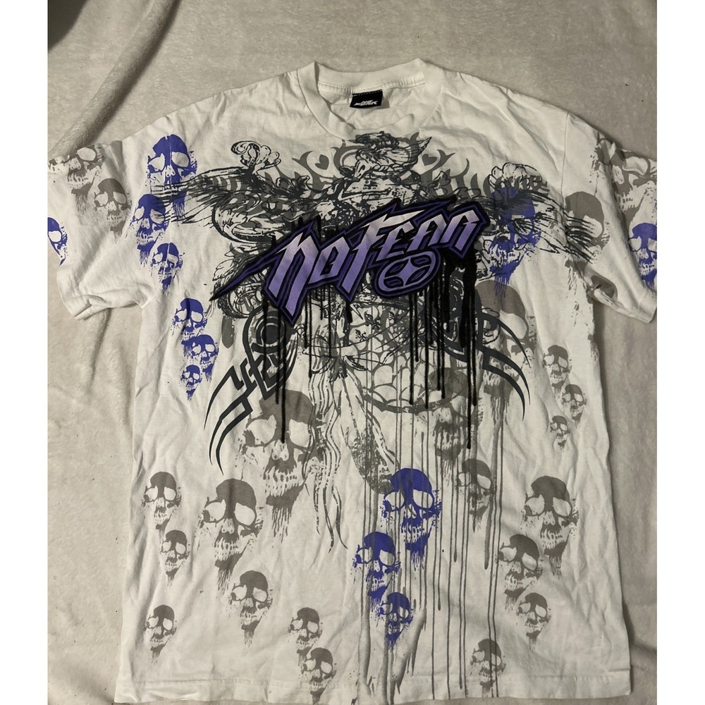 Vintage No Fear Gear T-Shirt Men's Medium USA 90s Y2K Grunge All Over